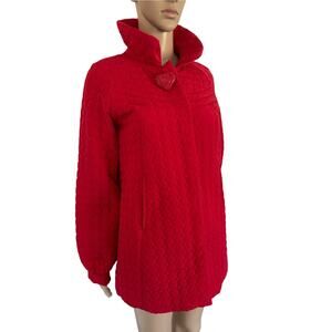 Betsey Johnson Y2K Quilted Coat Puff Sleeve Retro Glam Rockabilly Pinup Holiday